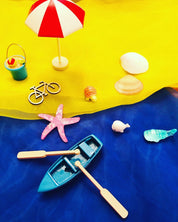 Miniature beach buckets for small-world play. Perfect for imaginative beach or summer-themed setups.