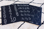 Shapes chalkboard featuring 9 common shapes, perfect for early learning.
