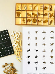 Alphabet and animal name poster, perfect for classrooms, kids' rooms, or educational decor with a playful touch.