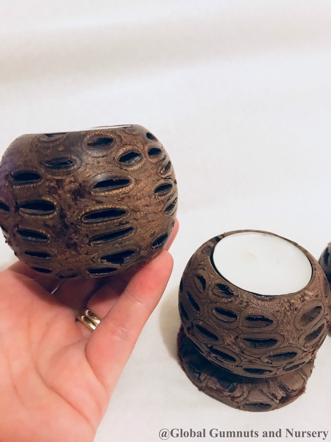 Banksia Tea Light Candle: Candle holder made from a natural Banksia seed pod.