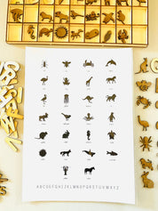 Alphabet and animal name poster, perfect for classrooms, kids' rooms, or educational decor with a playful touch.