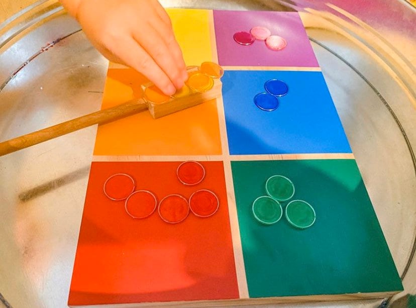 Rectangle magnetic wand, a natural wooden educational tool.