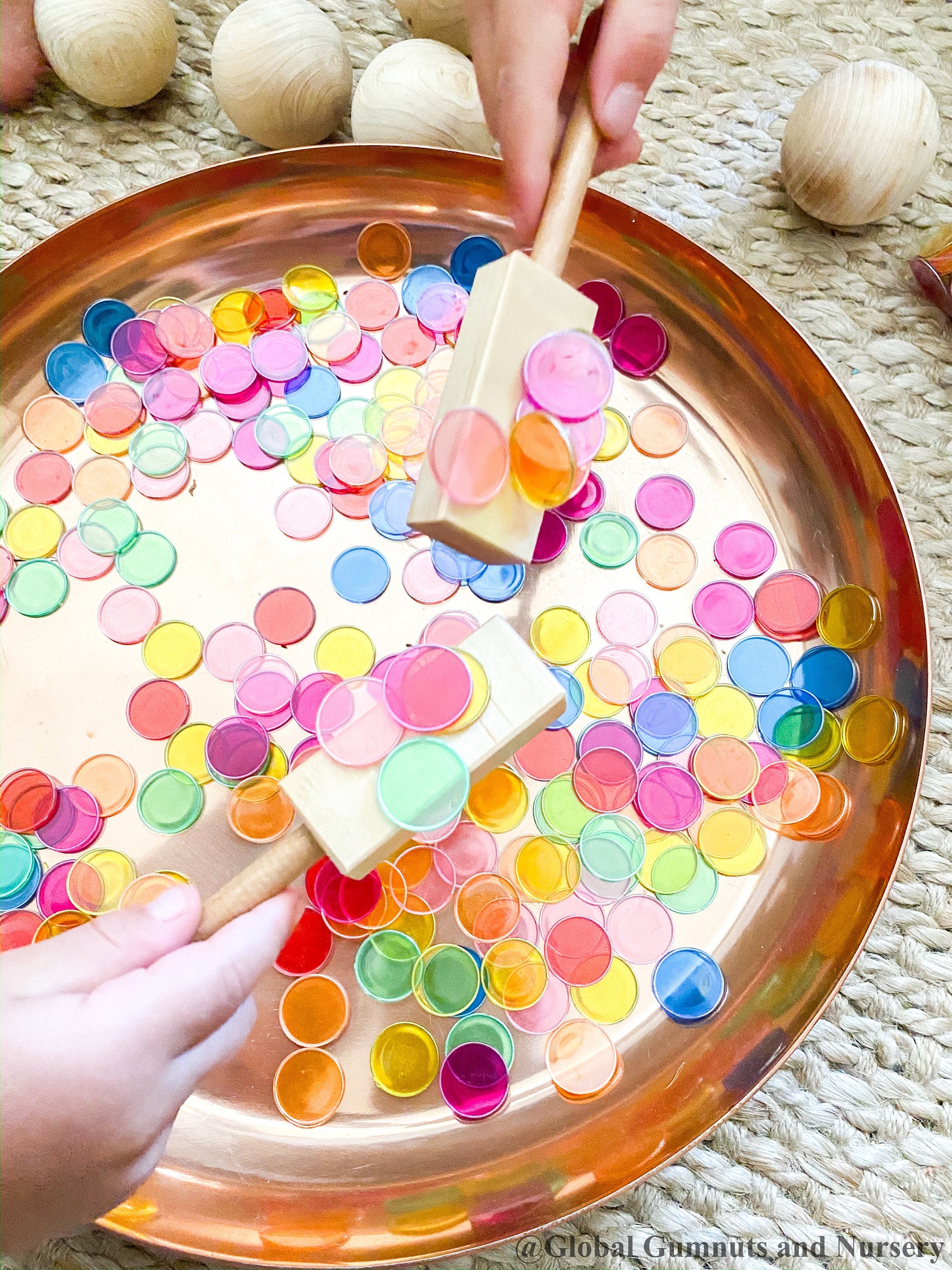 Rectangle magnetic wand, a natural wooden educational tool.