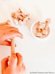 Wooden Nuts & Bolts Set: Six-piece set for motor skill development through play.