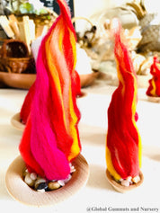 Felt Fireplace Set: Felt fireplace with decorative firewood and stones.