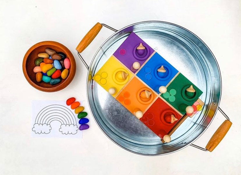 Rectangle magnetic wand, a natural wooden educational tool.