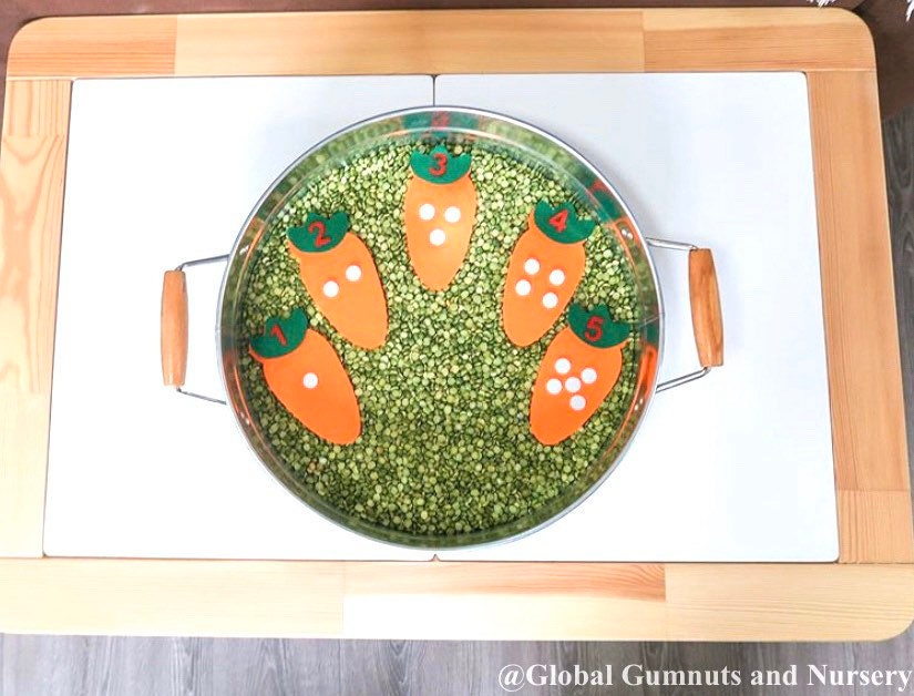 Fabric Counting Carrots: Set of 10 fabric carrots for educational play and counting.