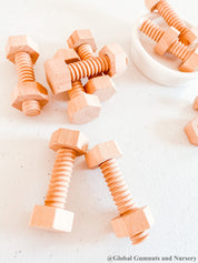Wooden Nuts & Bolts Set: Six-piece set for motor skill development through play.