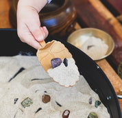 Natural Wood Leaf Spoon: Wooden scoop shaped like a leaf for sensory and craft play.