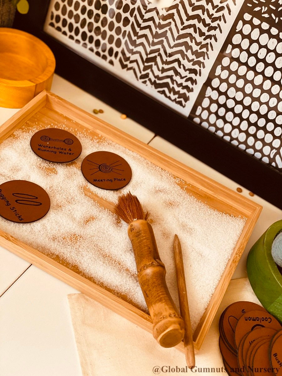 Indigenous Symbols Set: Faux leather symbols for NAIDOC Week educational activities.