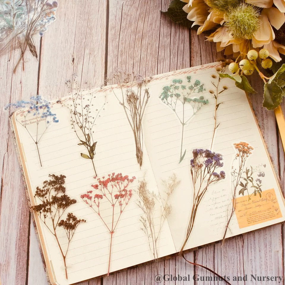 Floral scrapbooking set featuring intricate flower and sprig designs, perfect for creative journaling or crafts.
