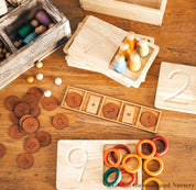 Letter and Number Building Tray: Wooden tray for arranging and learning letters and numbers.