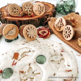 Set de sellos de pájaros, mariposas y flores | 7 piezas