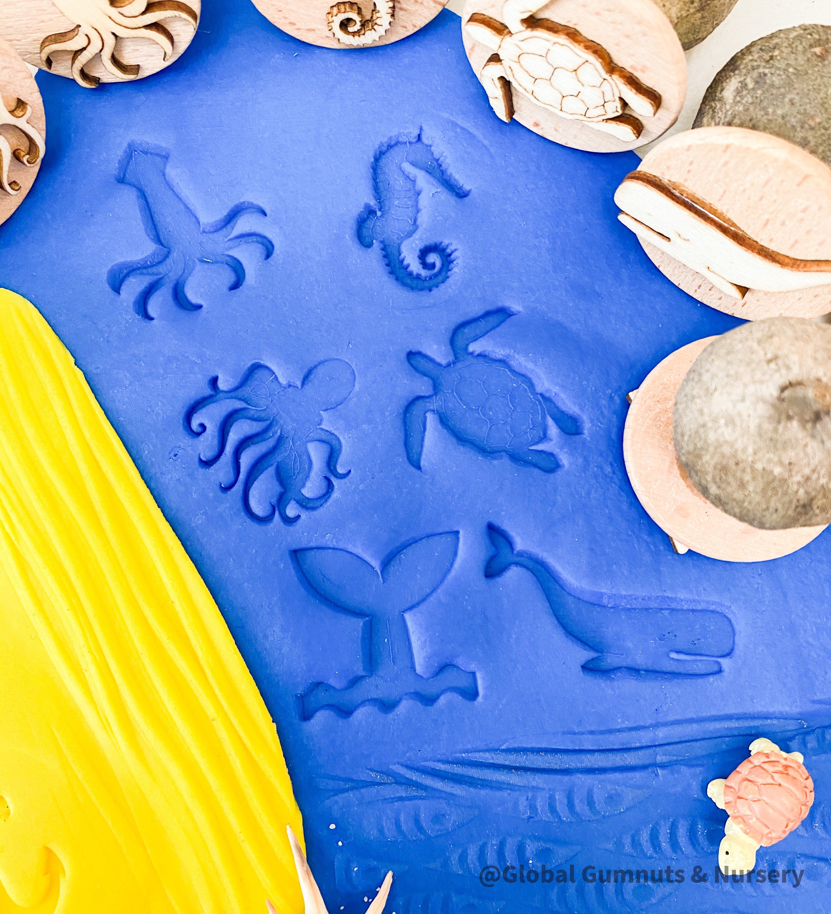 whale & friends stamps: 6-piece ocean-themed stamp set for nature crafts.