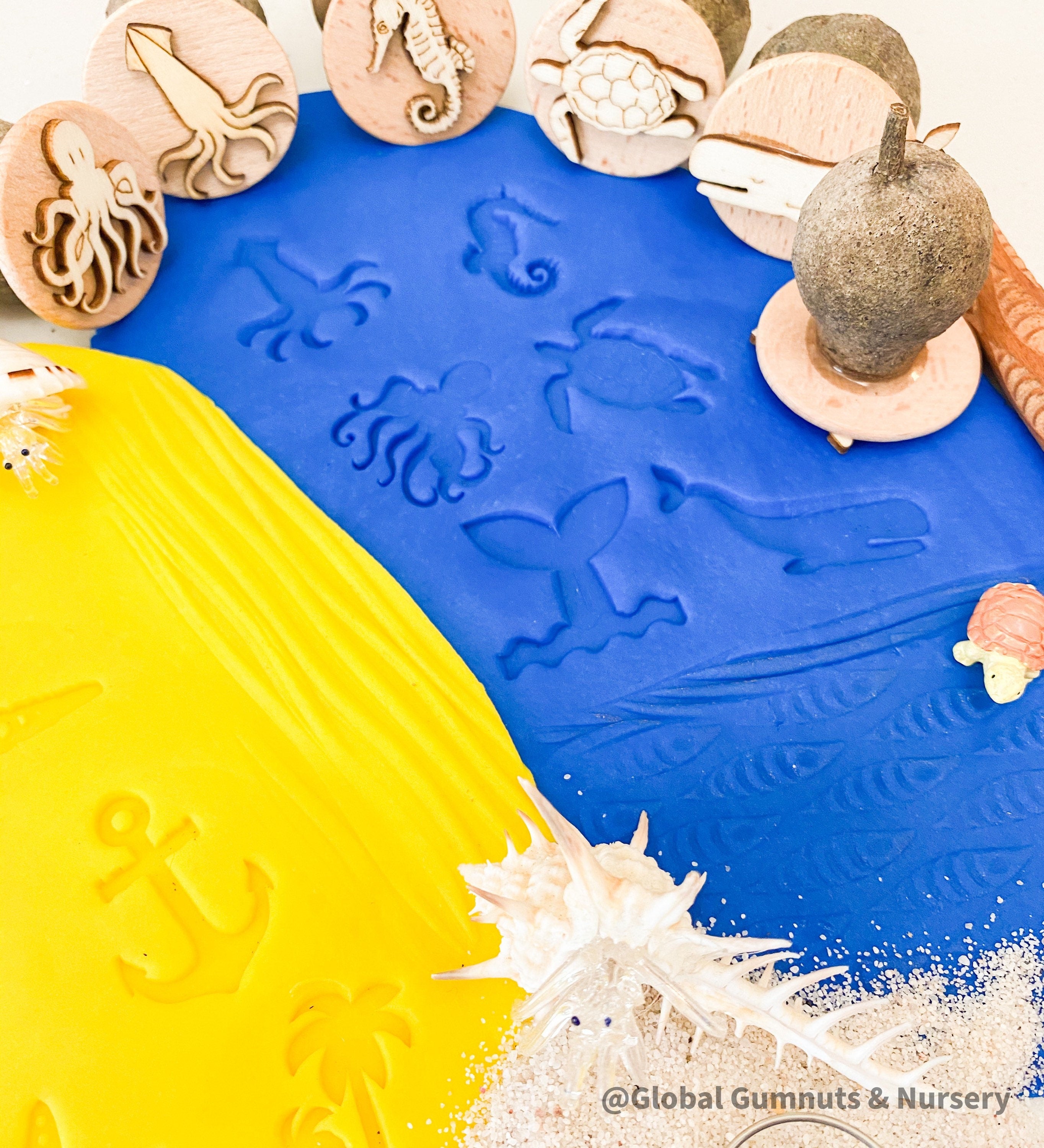 whale & friends stamps: 6-piece ocean-themed stamp set for nature crafts.