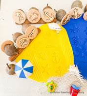 Beach Theme Stamps: Gumnut nature stamps featuring beach themes.