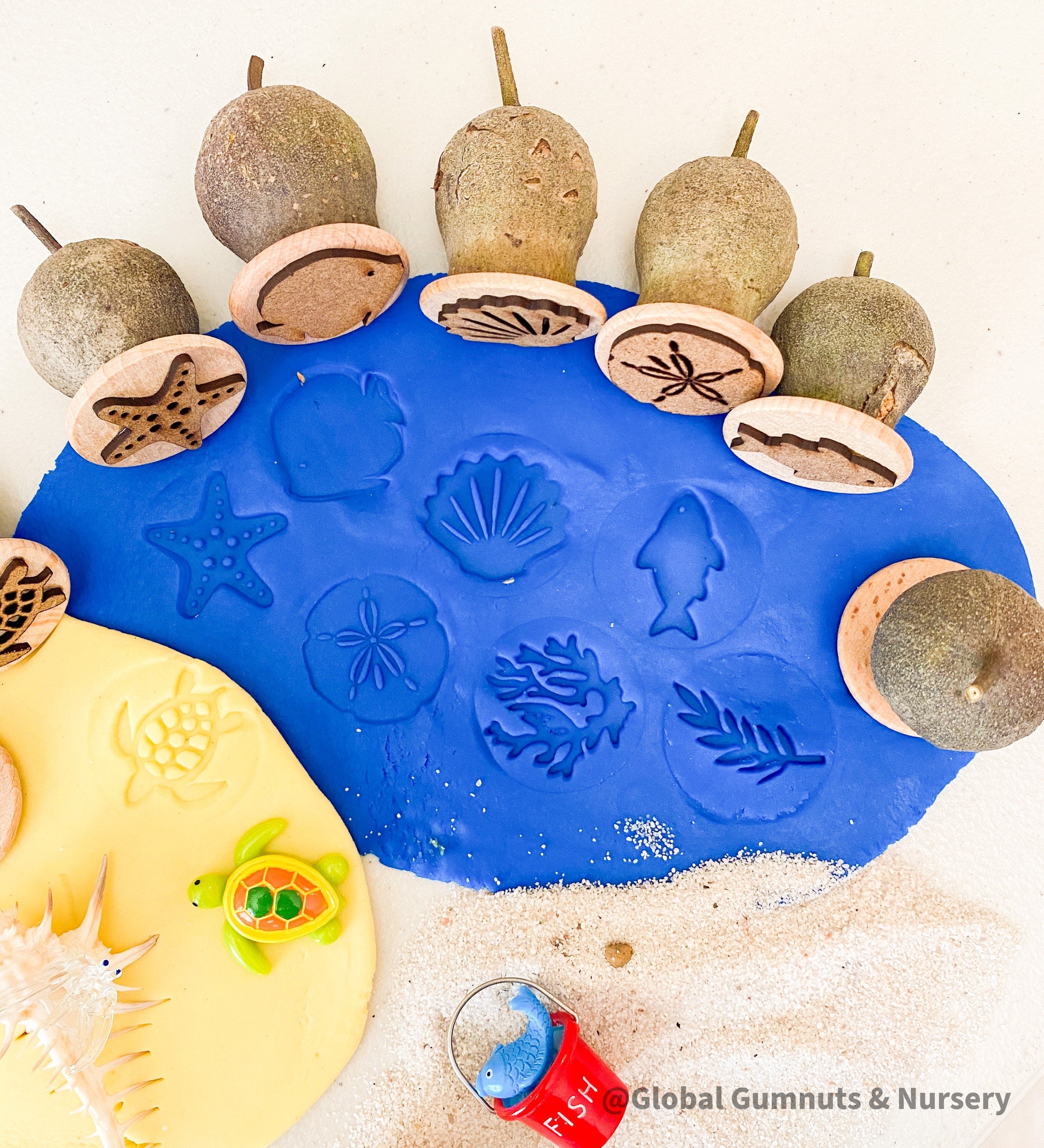 Ocean Life Stamp Set: 8-piece stamp set inspired by marine creatures.
