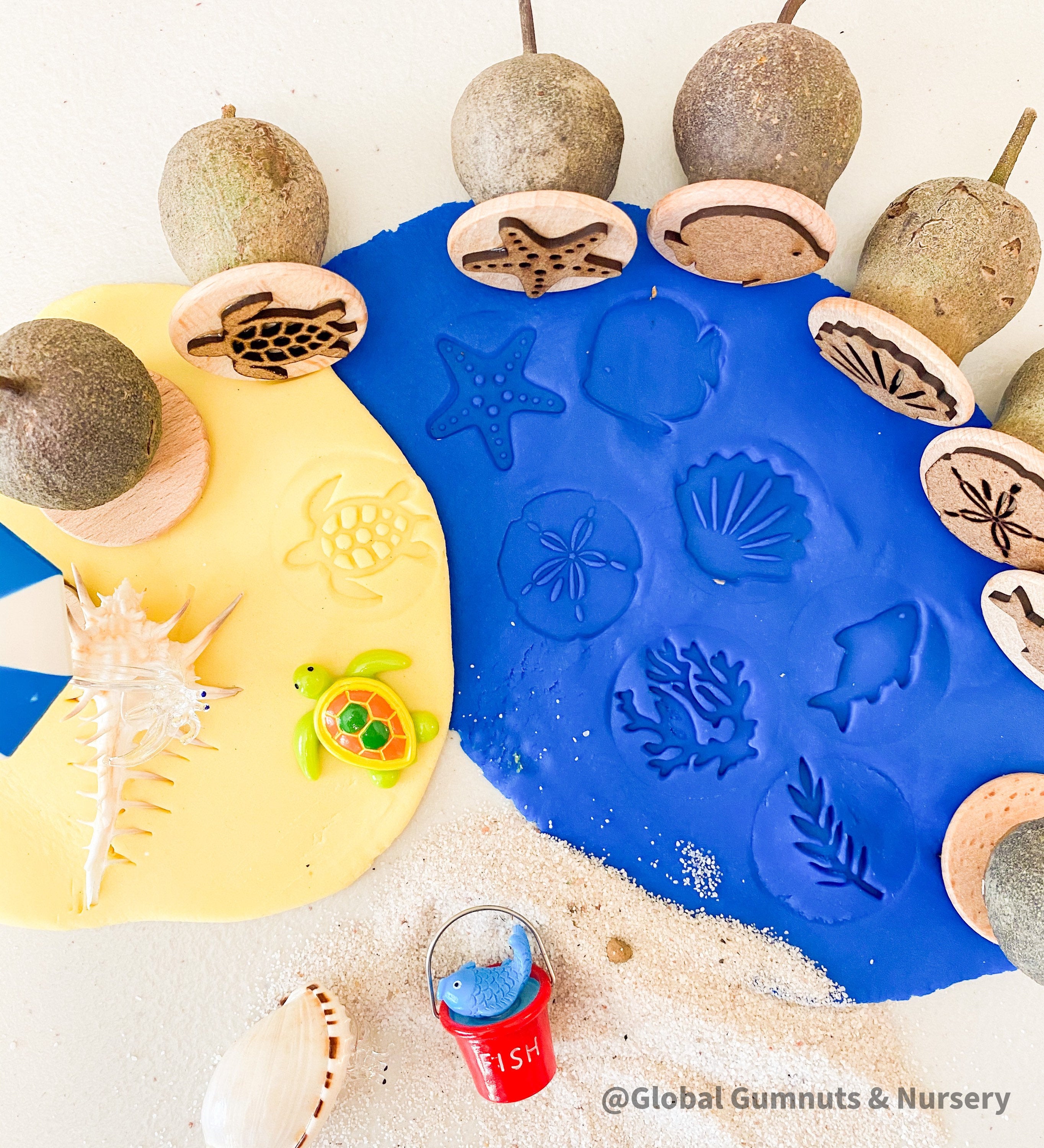 Ocean Life Stamp Set: 8-piece stamp set inspired by marine creatures.