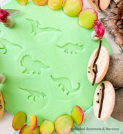 Roaming Dinosaurs Stamp Set: Six-piece dinosaur-themed gumnut stamp collection.