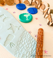 Astronauts, Space & Rockets Gumnut Stamps – 8 Pieces: An out-of-this-world stamp set featuring space-themed designs, perfect for creative play.