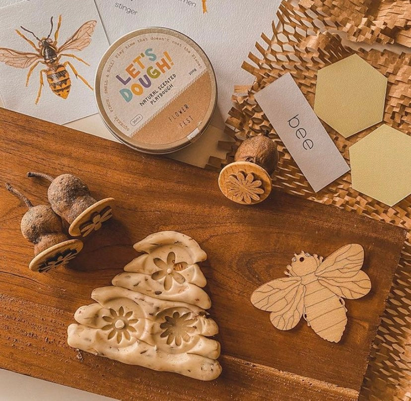 Birds, Butterflies & Flowers Stamp Set: Gumnut stamp set featuring birds, butterflies, and flowers.
