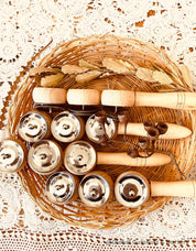Jackie’s triple symbol shakers, a tactile and colorful musical instrument for play and rhythm exploration.