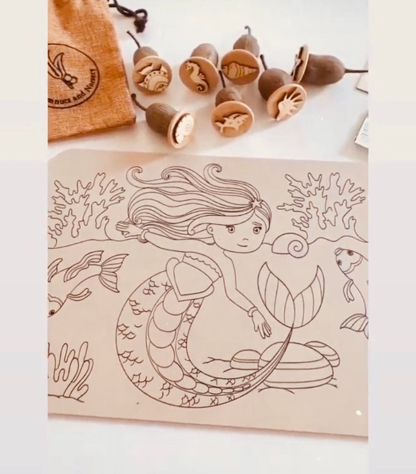 DIY mermaid playdough board in raw MDF, perfect for magical kids' crafts and imaginative playtime.
