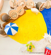Beach Theme Stamps: Gumnut nature stamps featuring beach themes.