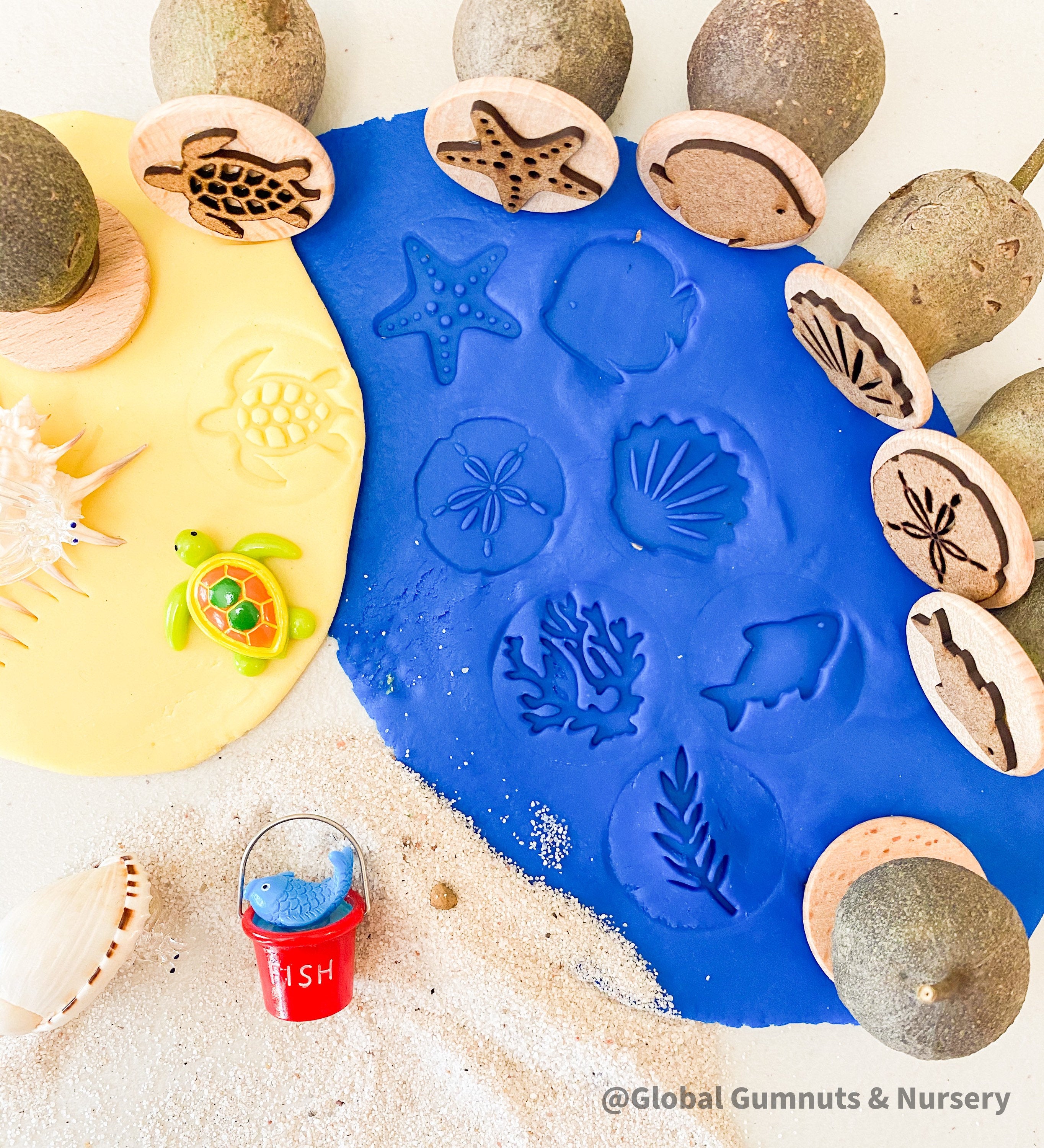 Ocean Life Stamp Set: 8-piece stamp set inspired by marine creatures.