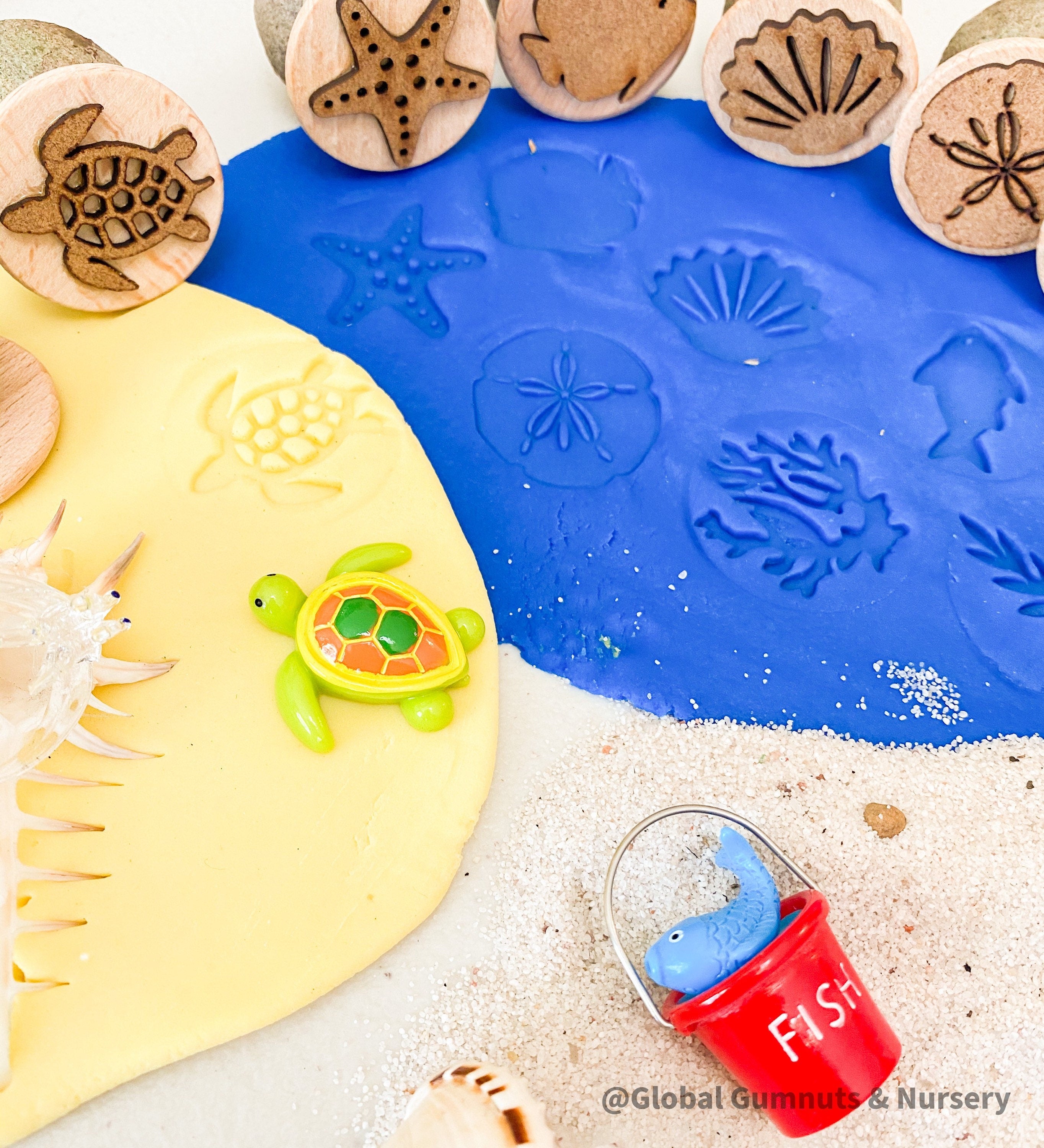 Ocean Life Stamp Set: 8-piece stamp set inspired by marine creatures.