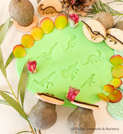 Roaming Dinosaurs Stamp Set: Six-piece dinosaur-themed gumnut stamp collection.