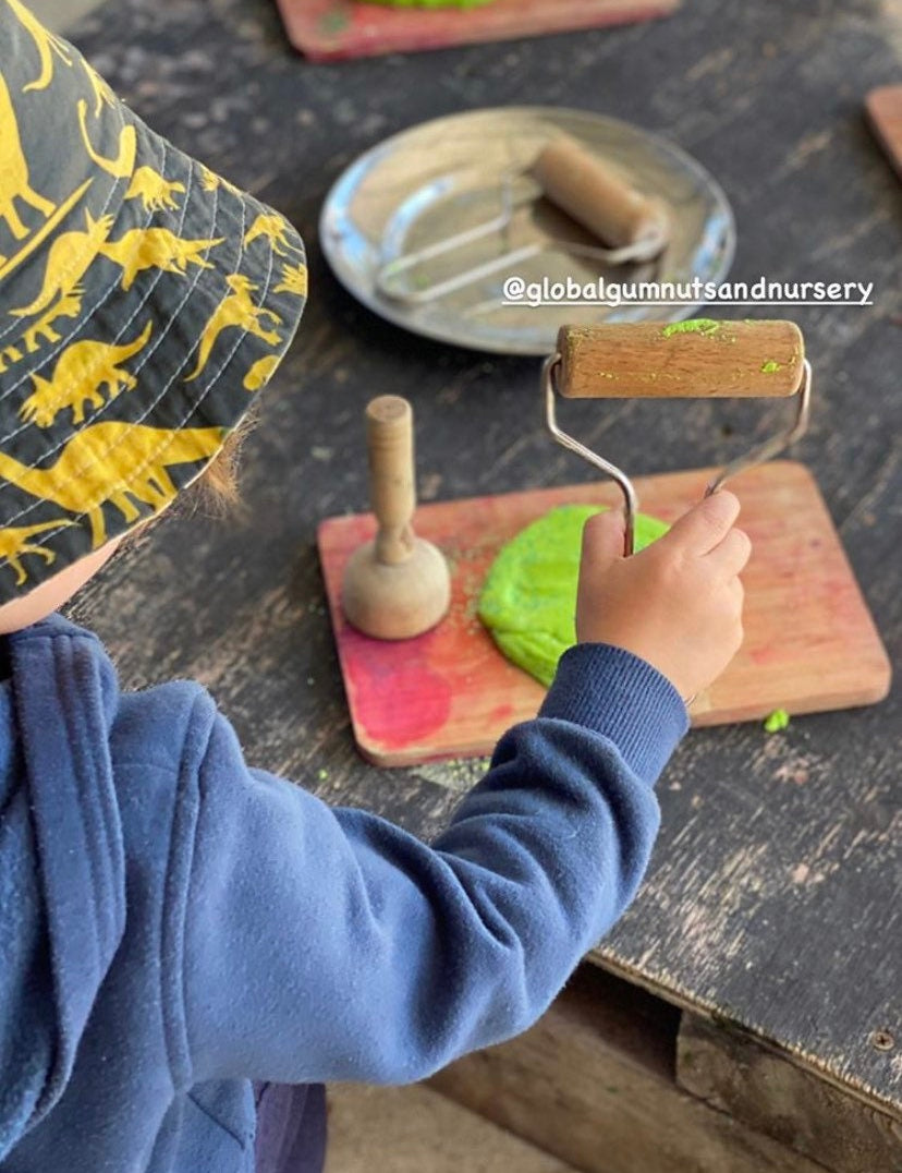 Play Dough Rolling Pin: Wooden roller for sensory tools and play.