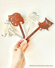Wooden Shadow Puppets Set: Animal-themed puppets for imaginative storytelling.
