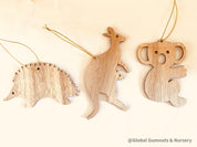 Australian animal Christmas ornaments, available as a set of 3 or individually. Handcrafted for a festive touch.