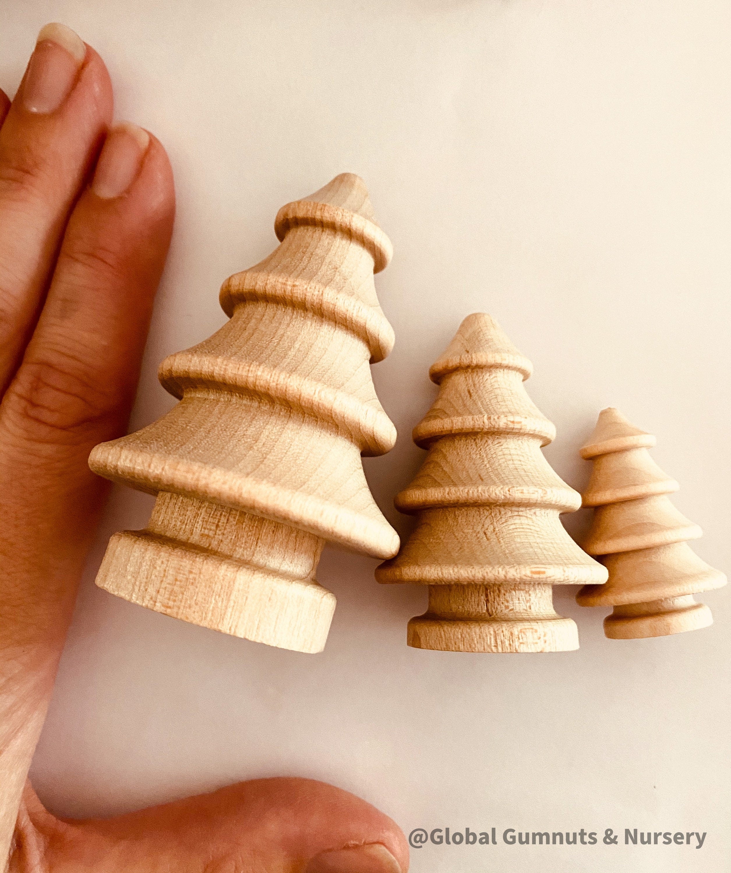 Wooden forest tree set (3 Christmas trees), perfect for holiday decor.