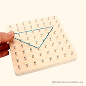 Play boards, Montessori wooden geoboard with 24pcs pattern cards and rubber bands.