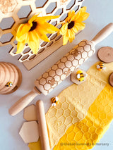 Rouleau à pâtisserie en bois à gaufrer en nid d'abeille et abeilles