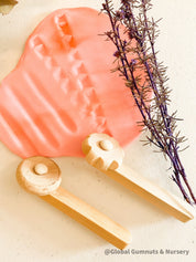 Wooden Cutting Tools Set: Set of wooden cutting tools, rolling tool, and playdough knife for safe and creative pottery or craft activities.