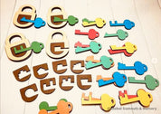 Wooden keys puzzle, a fun and educational activity.