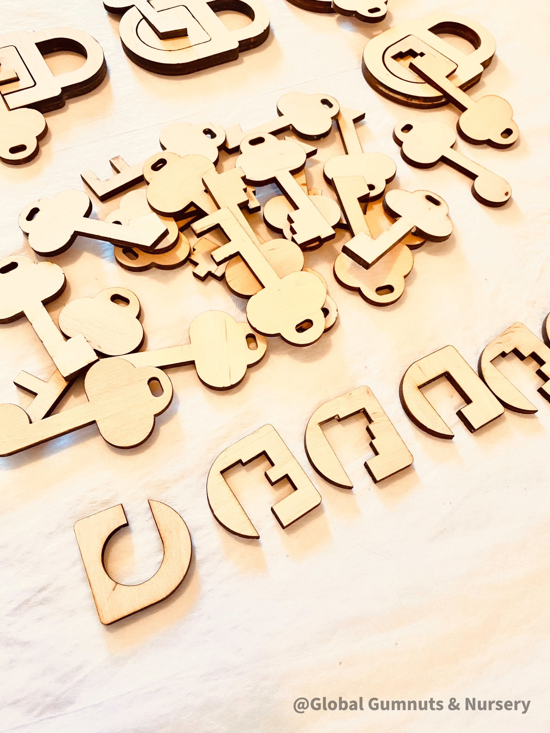 Wooden keys puzzle, a fun and educational activity.