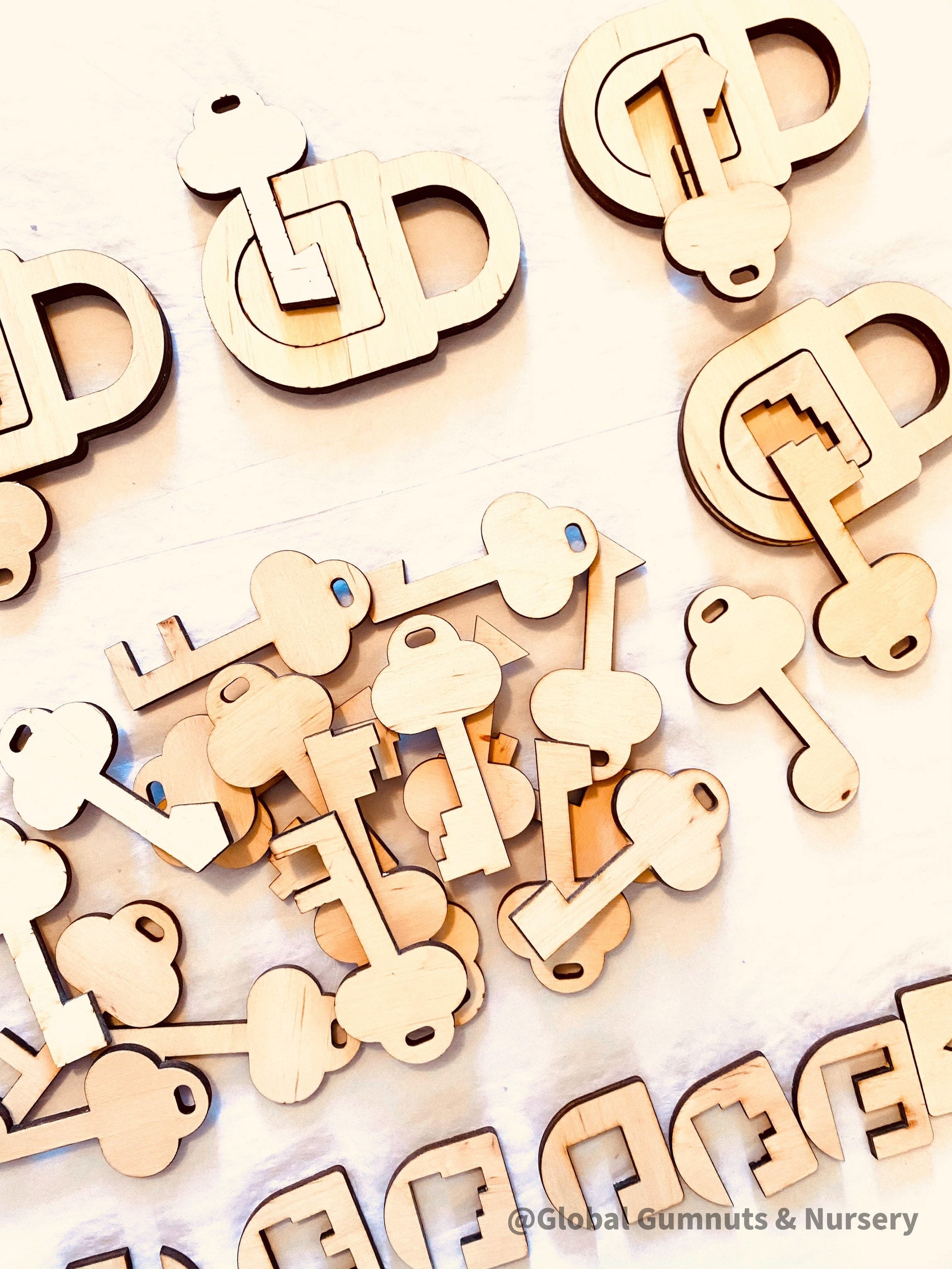 Wooden keys puzzle, a fun and educational activity.