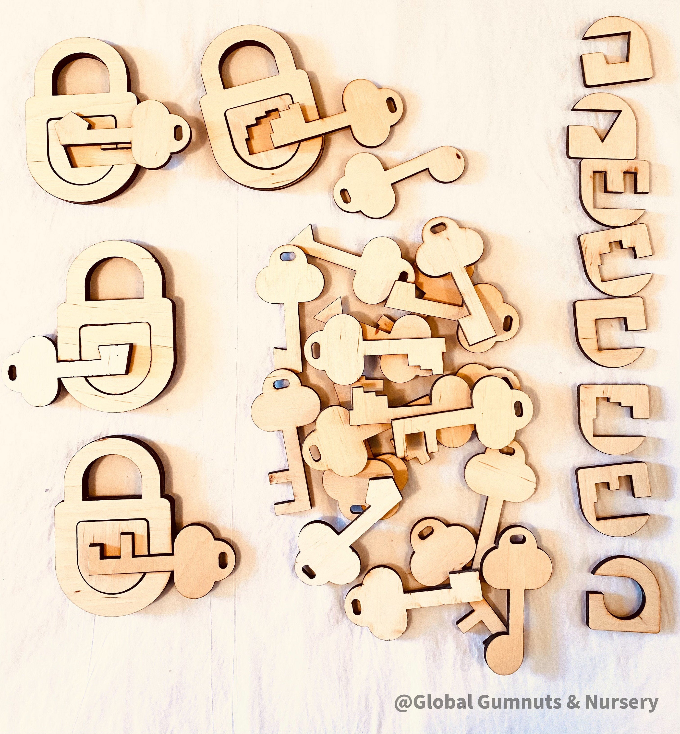 Wooden keys puzzle, a fun and educational activity.