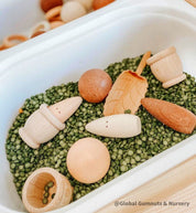 Natural Wood Leaf Spoon: Wooden scoop shaped like a leaf for sensory and craft play.