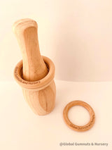 Juego de bolos de madera natural