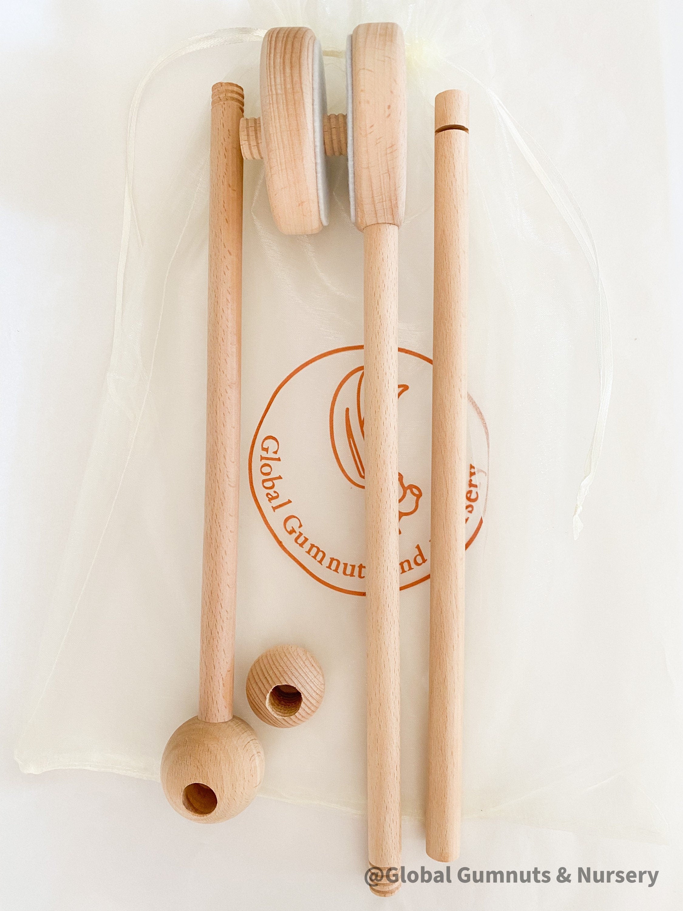 Mobile Arms Nursery Attachment: Wooden mobile hanger arms for cribs or nursery displays, designed to hang decorative items securely.