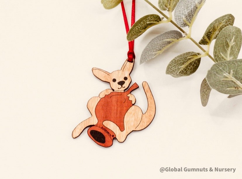 Gumnut kangaroo ornament, a charming Australian-themed decoration for home or gifts.
