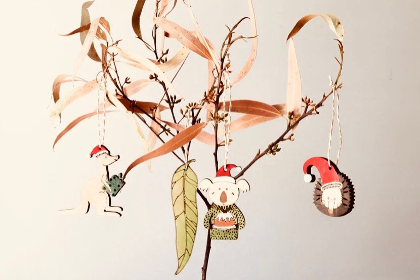 Australian animal Christmas ornaments set of 4, handcrafted with love for a uniquely festive touch. Includes iconic Aussie wildlife.