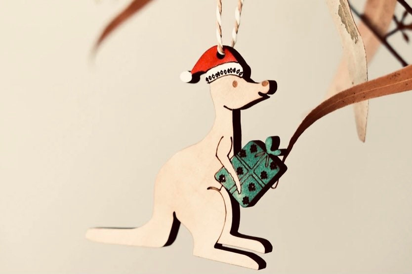 Australian animal Christmas ornaments set of 4, handcrafted with love for a uniquely festive touch. Includes iconic Aussie wildlife.