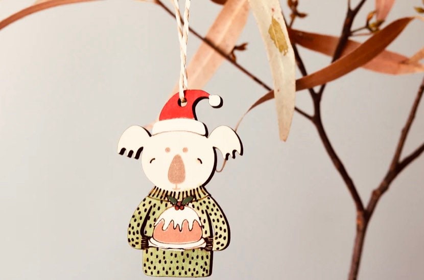 Australian animal Christmas ornaments set of 4, handcrafted with love for a uniquely festive touch. Includes iconic Aussie wildlife.