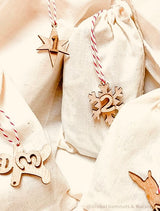 Chiffres en bois imprimés Deluxe de 1 à 24 | 24 pièces | Calendrier de l'Avent de Noël à faire soi-même